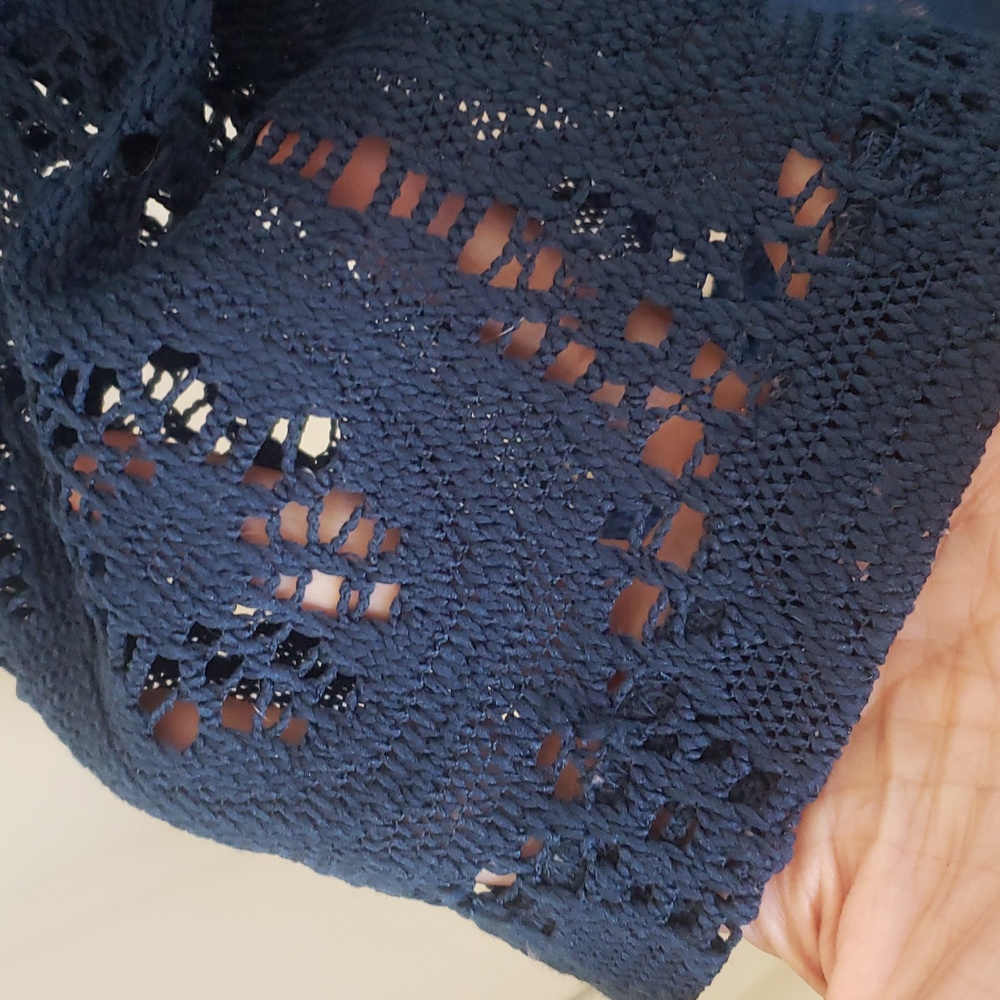 Chico's Camille Crochet Lace Shift Dress Teal Blue Size 1 S Bell Sleeve - Picture 9 of 14